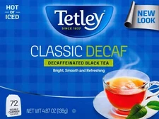 Tetley Decaffeinated Classic Black Tea Bags, 72 Count
