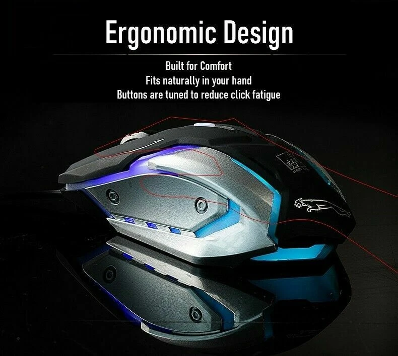 Gaming Mouse LED Breathing Fire 4 Button Silent USB Wired 1600 DPI Laptop PC USA - Image 3 of 4