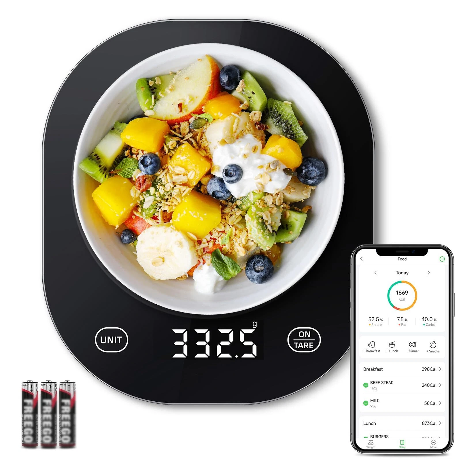 Food Scale 22lb/10kg Digital Kitchen Scale for Food Ounces and Grams Smart Gr...