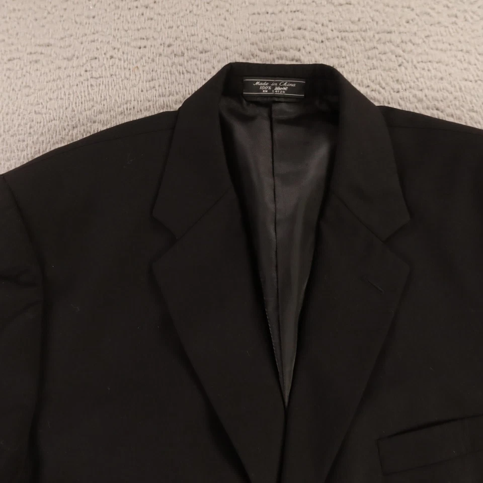 Jeffrey Banks Jacket M Black 100% Wool Twill Worsted Blazer Sport Coat 42R - Image 2 of 4