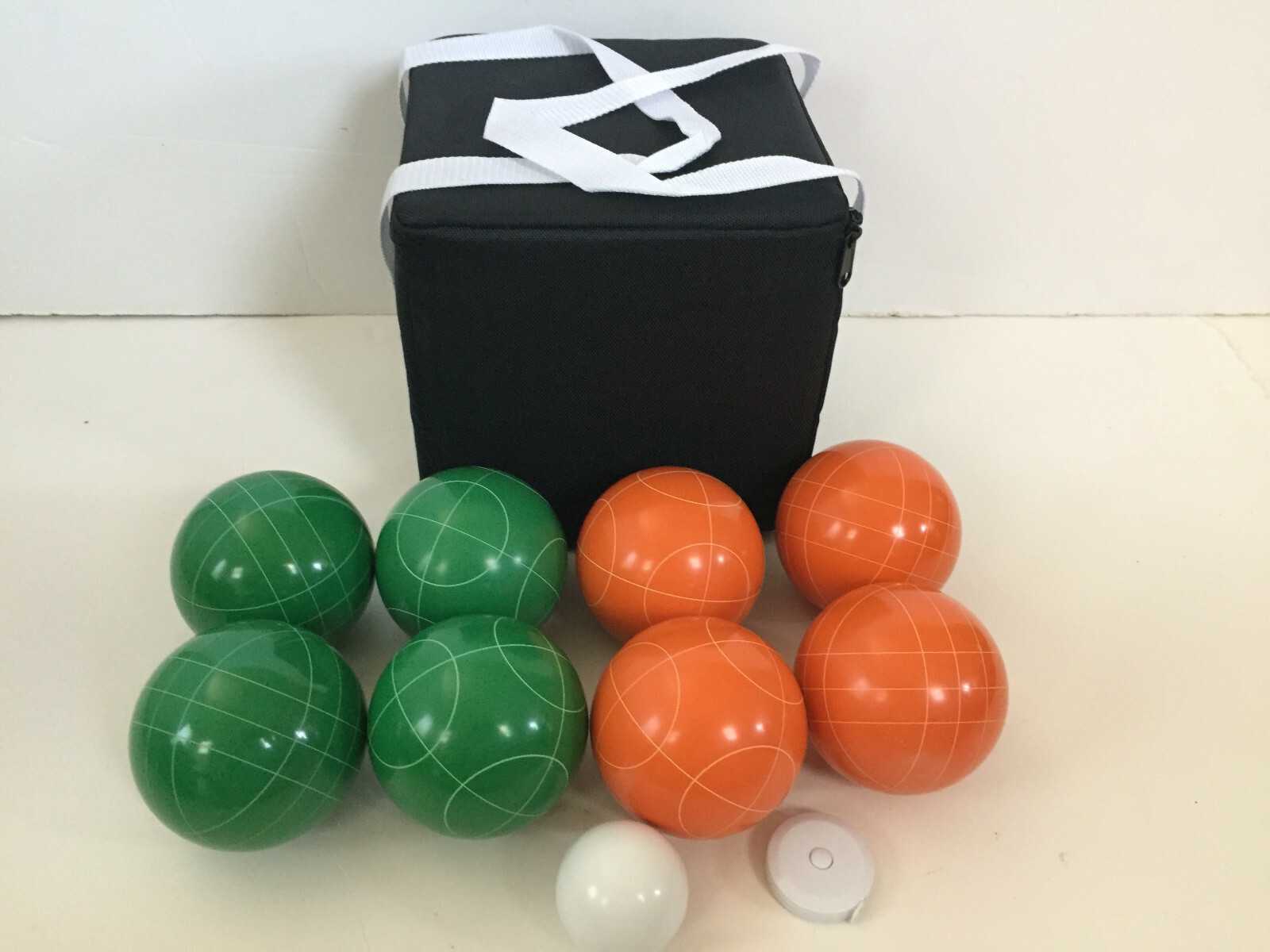 New Listing - (2 of 28) Unique Bocce Sets - 107mm with Green and Orange Balls