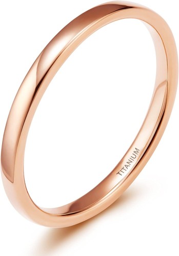 2mm 4mm Titanium Ring Rose Gold Plain Dome High Polished Wedding Band Size 4-13