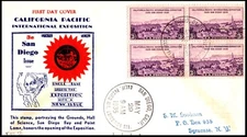US FDC #773-24 Kapner FDC, 1935 California - Pacific Exposition HC, Block of 4
