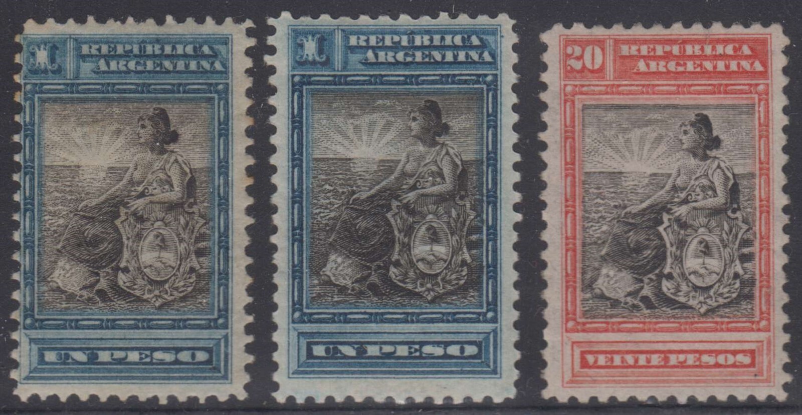 ARGENTINA 1899-1903 LIBERTY SEATED Sc 139 (2x) & 142 TOP VALUE MINT F,VF SCV$230