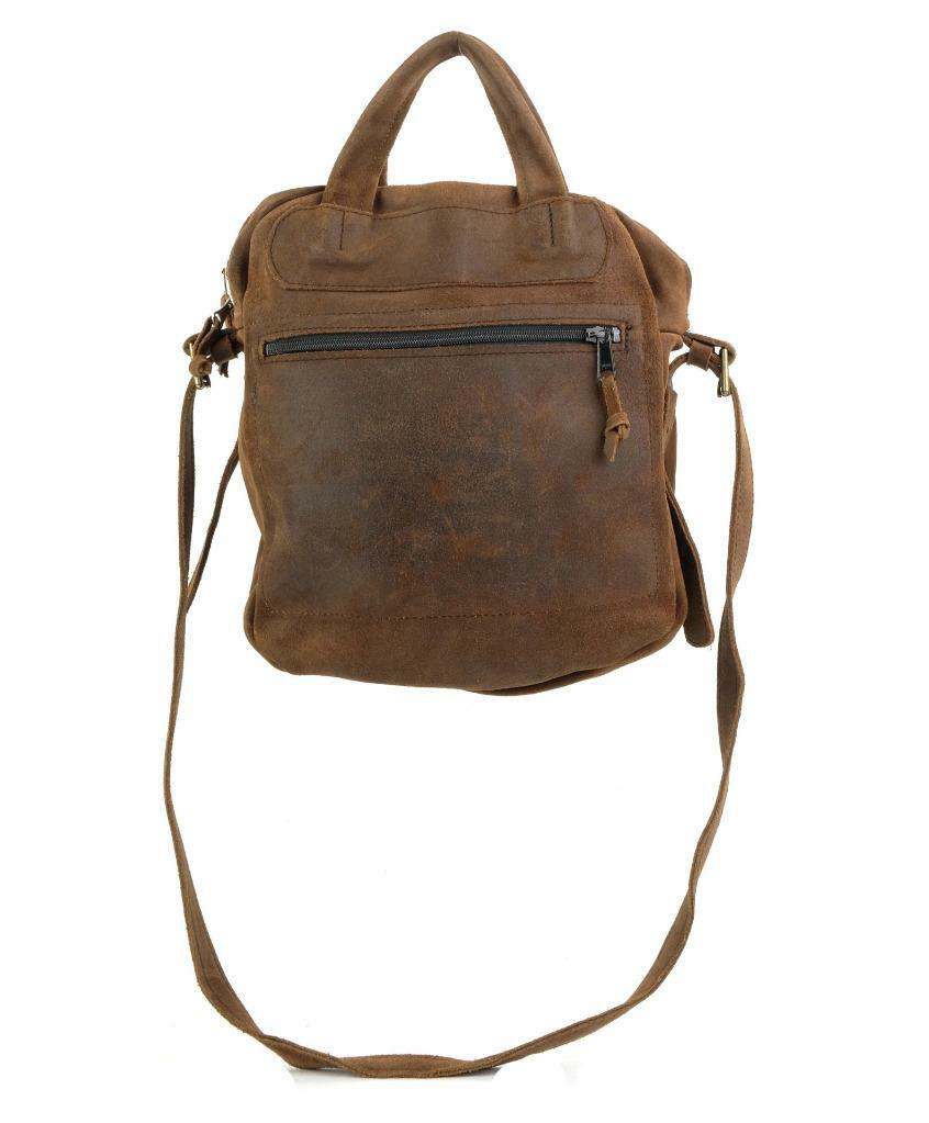 Vintage 90s Distressed Brown Leather Shoulder Bookbag School Work