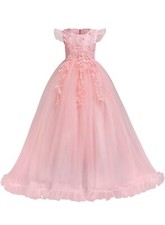 Girls 6x Flower Girl Pageant Quincea era Floral Lace Pink Dress
