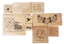 JRL Design Wood Rubber Stamps Assorted Designs Lot of 9 New  Used