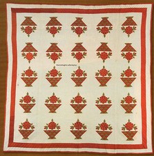 Red  Green Baskets Quilt Pattern Pieced/Applique IQ