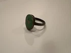 Vintage Native American Zuni Sterling Silver Green Turquoise Ring - Size 4.5
