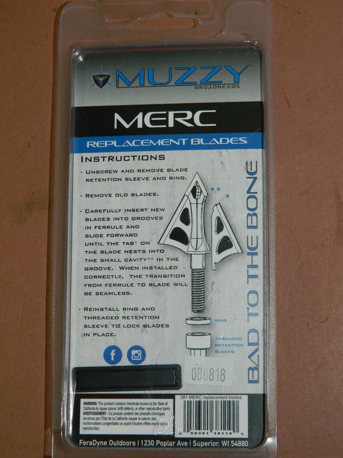 Muzzy Merc 3-Blade 100 Grain 3 Pack Replacement Broadhead Blades FREE SHIP