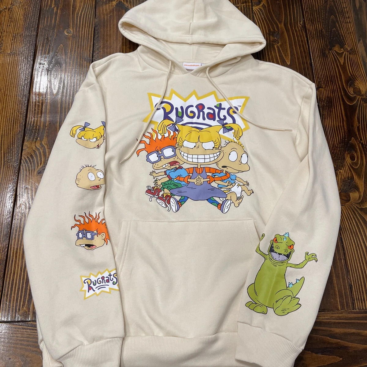 Rugrats Nickelodeon Hoodie Logo Officially Licensed Graphic Print Cream Color S
