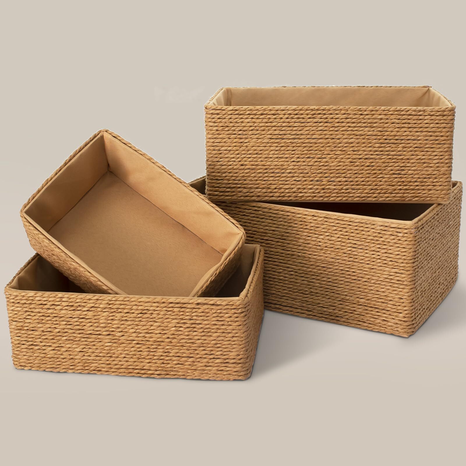 Recycled Wicker Storage Basket Paper Rope Storage Baskets for Organizing Cont...