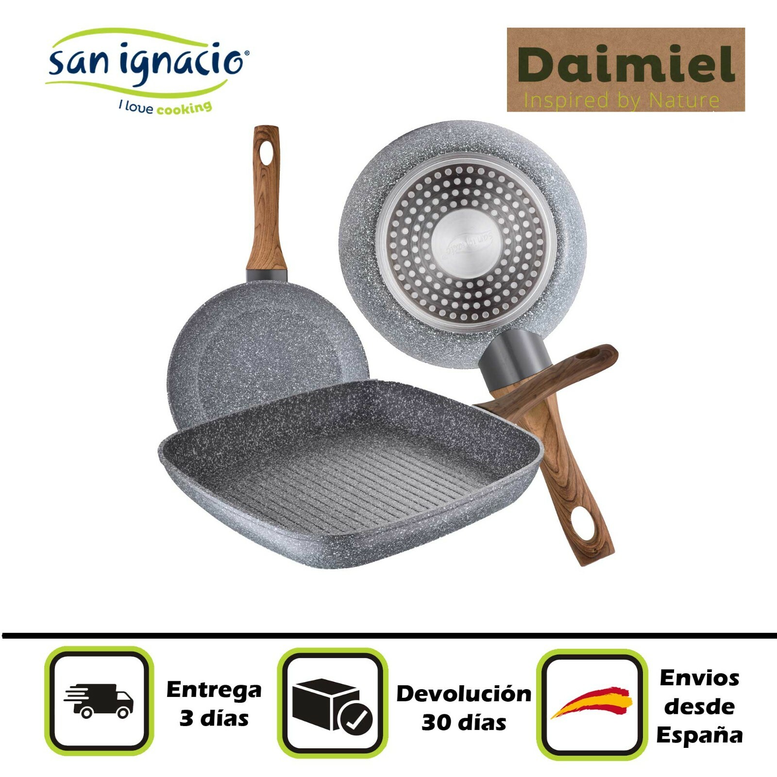 Set 2 Sartenes ? 18 20 Cm Asador Aluminio Forjado Induccion San Ignacio Daimiel
