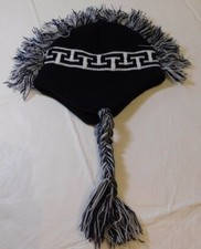 Unbranded Youth Girls acrylic beanie hat cap black white NWOT