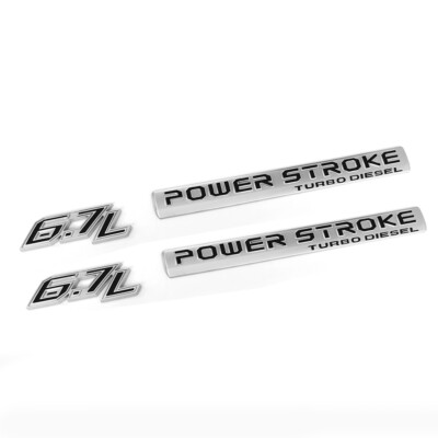 4pcs OEM 6.7L Powerstroke Emblem fits Turbo Badge F250 F350 F450 Black Silver