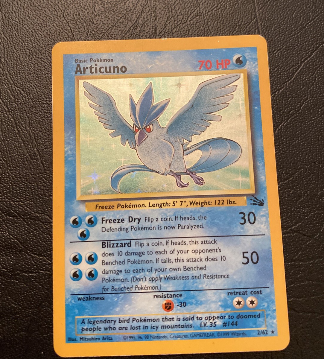 1995 articuno pokemon card value 1995 Articuno pokemon TCG card super rare base set