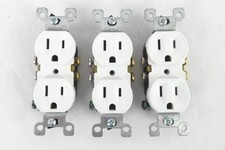 Lot of 3 Leviton 15 Amp 125 Volt Standard Electrical Outlets - White