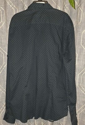 Gianni Lupo Men's 2XL Dark Blue Olive Geometric Button-Up Long Sleeve Shirt