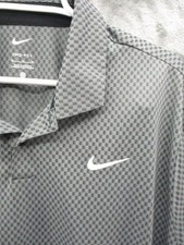 Nike Golf Polo Shirt Mens XL Gray Dri Fit Performance Tour Jacquard Geometric
