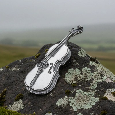 Irish Fiddle Brooch Violin Music Pin Pewter