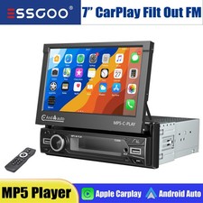 7 Inch Single 1 DIN Car Radio Stereo Wireless CarPlay Flip out MP5 Player BT SWC