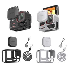 For Insta360 Ace Pro 2 Camera Silicone Protective Cover Case Lens Cap Neck Strap