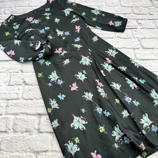 Banana Republic Womens Grey Floral Faux Wrap Midi Dress 3/4 Sleeve Size 4