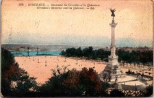 Postcard France Bordeaux Girondin's Memorial 1919 soldier mail censor stamp
