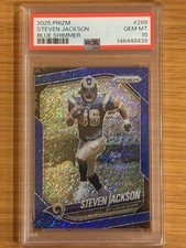 2025 Panini Prizm Steven Jackson Blue Shimmer 15/35 PSA 10 Rams Legend