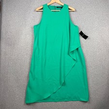 Lauren Ralph Lauren Dress Women 14 Teal Green Draped Overlay Shift NEW $145