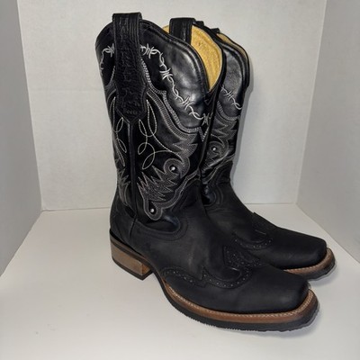 Chaparral Boots Mens Black Leather Western Rubber Sole Boots US 7.5  MEX 26 1/2 Boot, Chaparral, Black main image 4