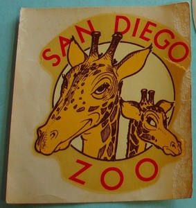 SAN DIEGO ZOO California 1970's Decal Giraffes New Old Stock on Card