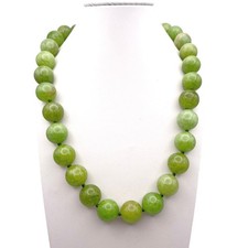Knotted Green Jade 8cm Beaded Necklace 18  and Extension Chain