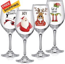 Sliner 4 Pcs Christmas Wine Glasses 16.8 oz, as shown in the picture 