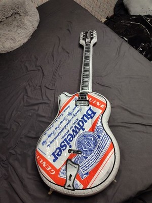 Vintage Budweiser Inflatable Guitar Promotional Display 40  King of Beers Rare
