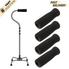 4 Pack Foam Cane Grips Replacement Offset Handle Black Non Slip Walking Aid