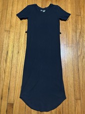 Anthropologie Saturday Sunday Addy Black Ribbed Pima Cotton Midi T Dress Small