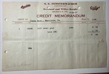 Nanticoke 1917 Overland WILLY’S KNIGHT invoice Gear Bill Head Jeep PA Vtg