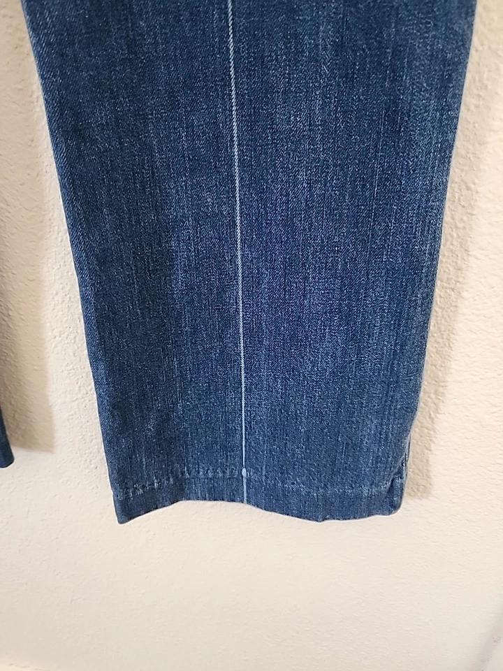 Pantalones de mezclilla para mujer The Row Horn botón recto mini acampanados talla 10 Foto 2 de 4