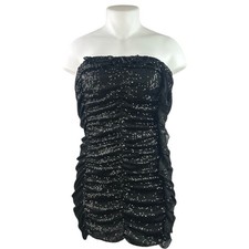 NEW Fashion Nova Katy Black Sequin Strapless Tube Bandeau Bodycon Mini Dress XXL