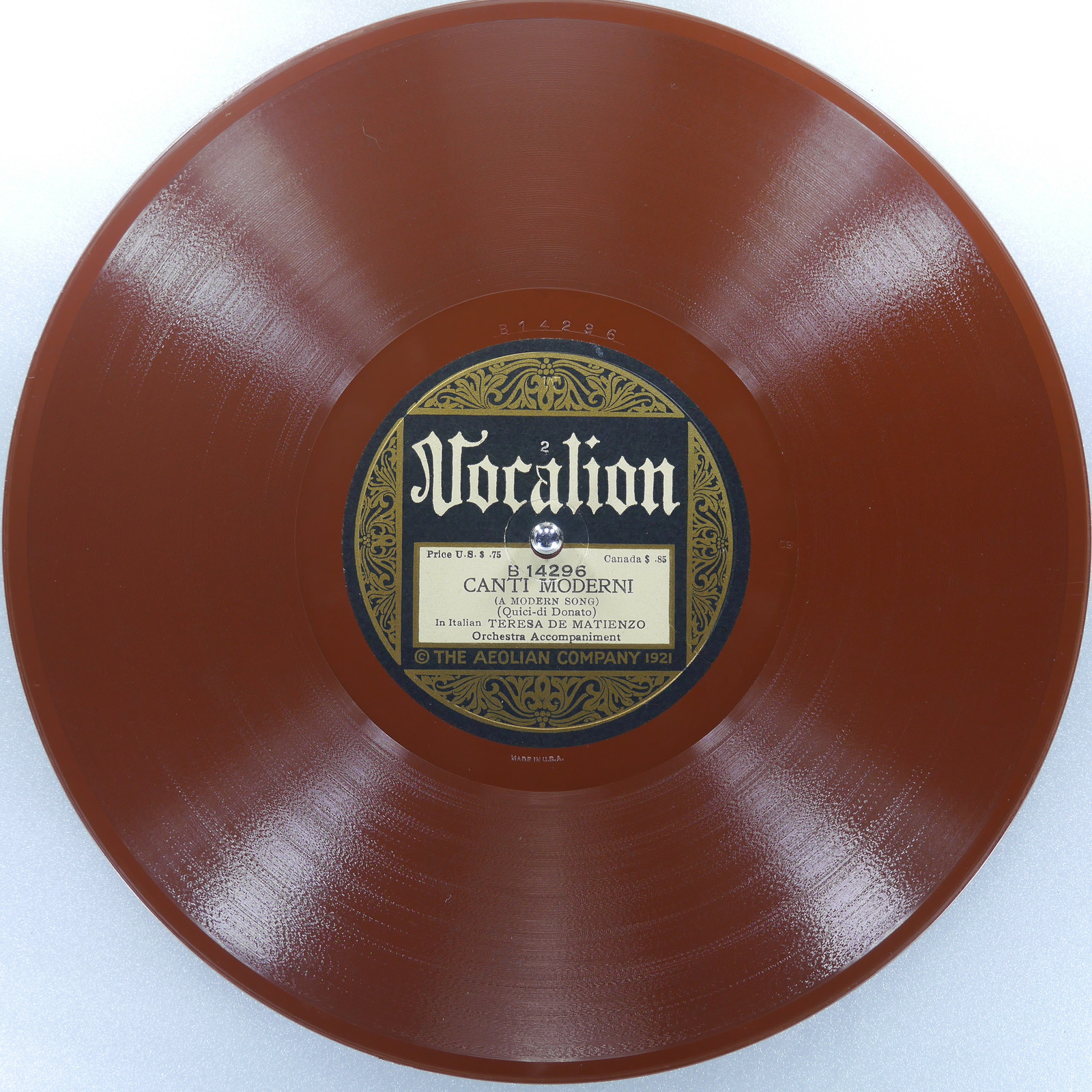 ROBERTO ROTONDO Sultanate A Te / Canti Moderni VOCALION 14296 VG+ 78rpm