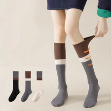 Stockings Women Knitted Cotton Color Matching Knee Socks Women Stockings JK
