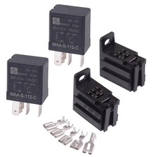 2 x 12V Micro Automotive Changeover Relay 35A 5-Pin SPDT with Socket
