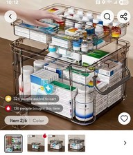 Clear Medicine Organizer Storage Box With Tray. Plastic First Aid Box.