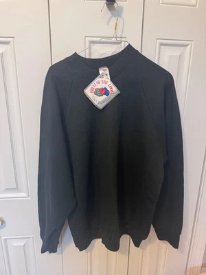 Sudadera vintage 1992 Fruit of the Loom negra cuello redondo nueva con etiquetas Deadstock talla L - Imagen 1 de 4