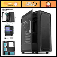 ATX Mid Tower PC Case with Tempered Glass, Type-C, Supports 50 Series GPUs, 8 Fa