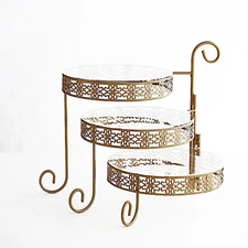 Gold Clear 28" Round 3-Tier Metal Rotating Cupcake Stand Acrylic Plates Party