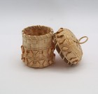 Mic Mac Mi'kmaq Basket Wood Splint Maine Ne Natural Lidded Covered Small Curly — photo 3