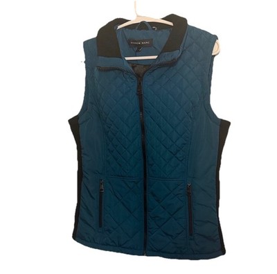 Andrew Marc Women's Quilted Insulated Vest Size Medium Aqua And Black