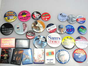 28 Vintage Walmart Buttons Lot Movie Promo Product